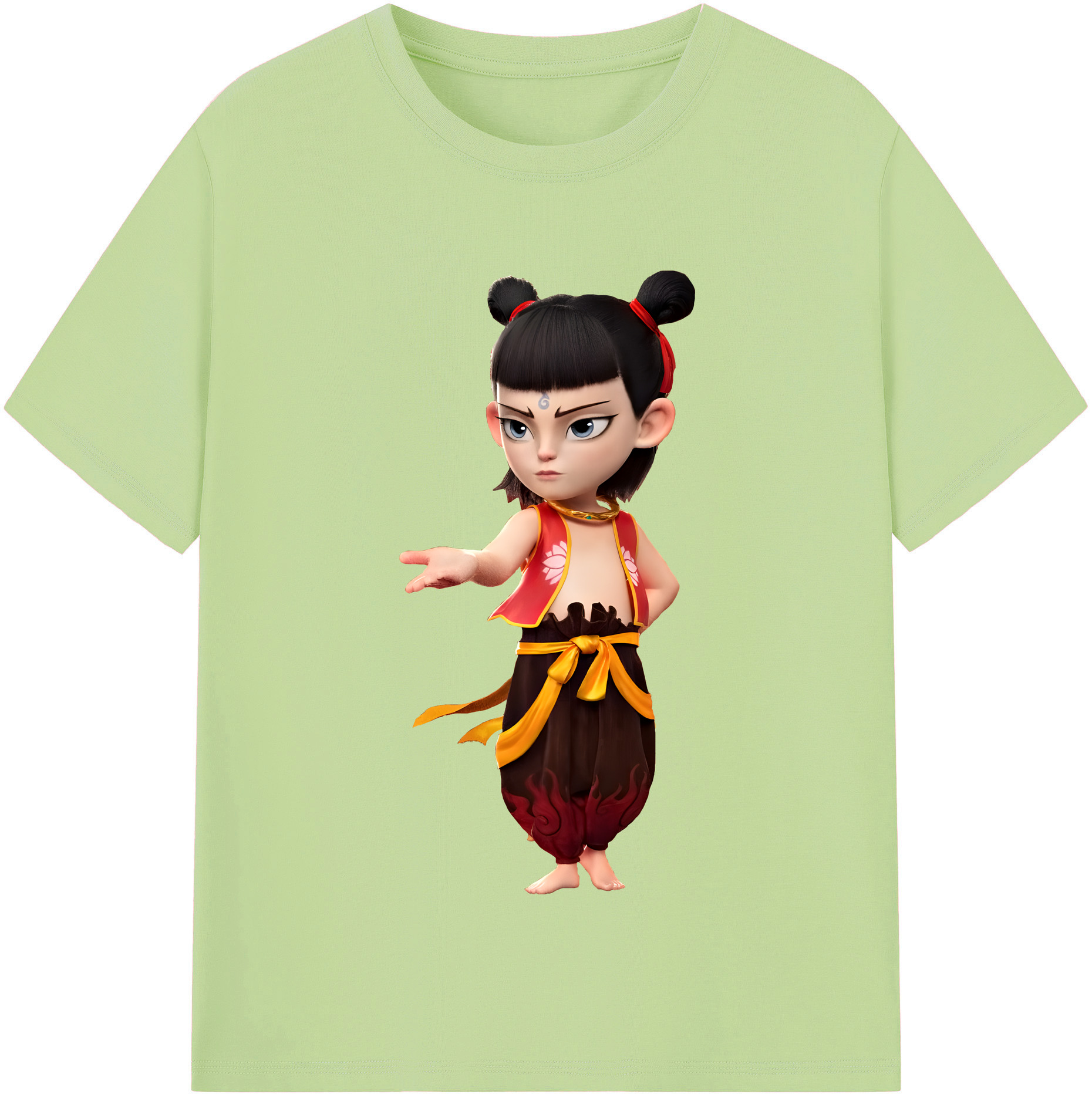 （画像用） Ne Zha 2 ナタ 魔童の大暴れ 綿100％半袖Tシャツ（フロントプリント）